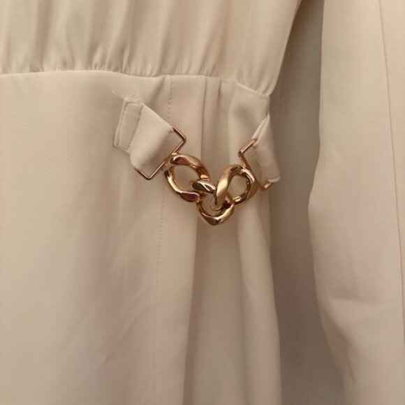 Zara Cream Long Sleeve Romper w/ Gold Chain Detail, Sz L, NWT - Picture 6 of 8